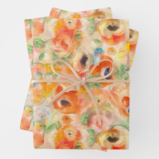 Orange Spring Flowers Geschenkpapier Set (Beispiel)