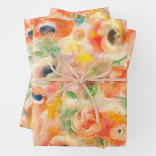 Orange Spring Flowers Geschenkpapier Set (Beispiel)