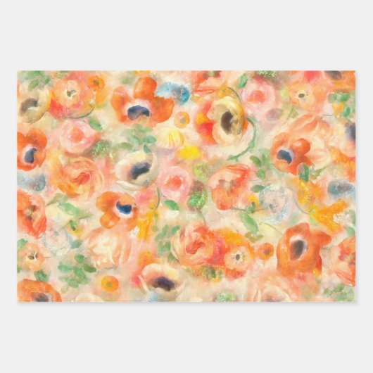 Orange Spring Flowers Geschenkpapier Set (Vorderseite)