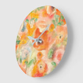 Orange Spring Flowers Große Wanduhr (Winkel)