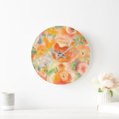 Orange Spring Flowers Große Wanduhr (Zuhause)