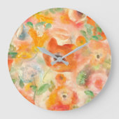 Orange Spring Flowers Große Wanduhr (Vorderseite)