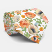 Orange Spring Flowers Krawatte (Gerollt)