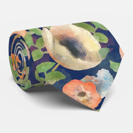 Orange Spring Flowers Krawatte (Gerollt)