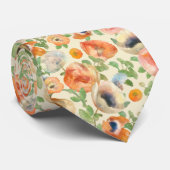 Orange Spring Flowers Krawatte (Gerollt)