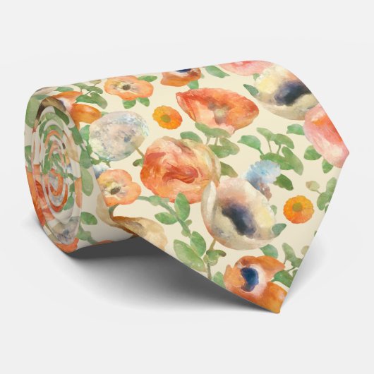 Orange Spring Flowers Krawatte (Gerollt)