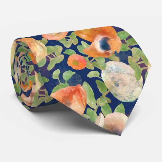 Orange Spring Flowers Krawatte (Gerollt)