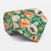 Orange Spring Flowers Krawatte (Gerollt)