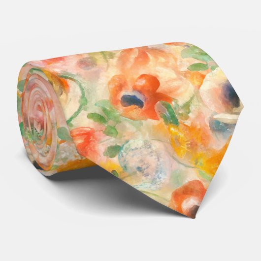 Orange Spring Flowers Krawatte (Gerollt)