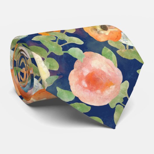Orange Spring Flowers Krawatte (Gerollt)
