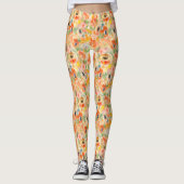Orange Spring Flowers Leggings (Vorderseite)