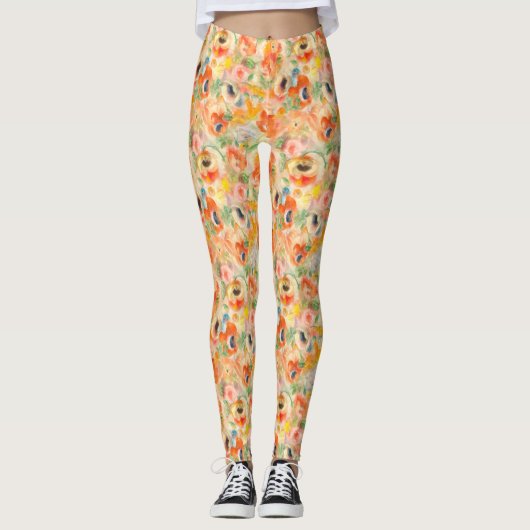 Orange Spring Flowers Leggings (Vorderseite)