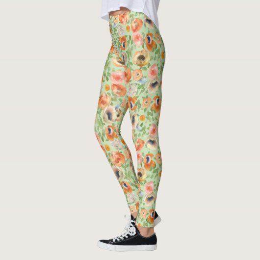 Orange Spring Flowers Leggings (Links)