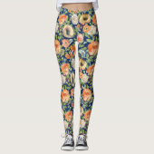 Orange Spring Flowers Leggings (Vorderseite)