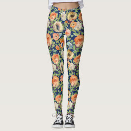 Orange Spring Flowers Leggings