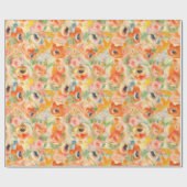 Orange Spring Flowers Muster Geschenkpapier (Flach)