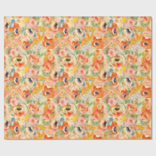 Orange Spring Flowers Muster Geschenkpapier (Flach)