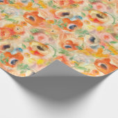 Orange Spring Flowers Muster Geschenkpapier (Ecke)
