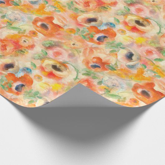 Orange Spring Flowers Muster Geschenkpapier (Ecke)