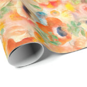 Orange Spring Flowers Muster Geschenkpapier (Rolleneckpunkt)