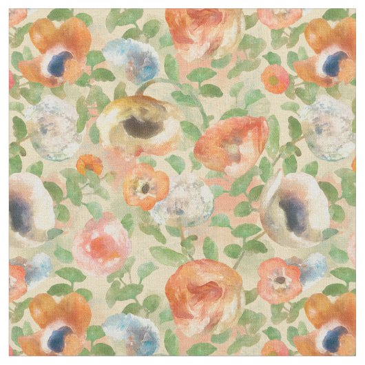 Orange Spring Flowers Muster Stoff (Nahaufnahme)