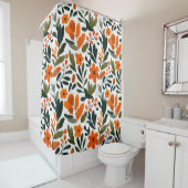 Orange Spring Flowers Pattern Floral Elegant Duschvorhang (Beispiel)