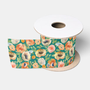 Orange Spring Flowers Satinband