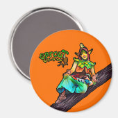 Orange Sprout Tree Magnet (Vorderseite/Rückseite)