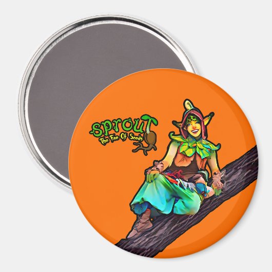Orange Sprout Tree Magnet (Vorderseite/Rückseite)