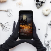 Orange Spuk House Halloween-Party Einladung