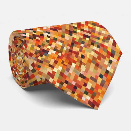 Orange Square Abstraktes Muster Krawatte (Gerollt)