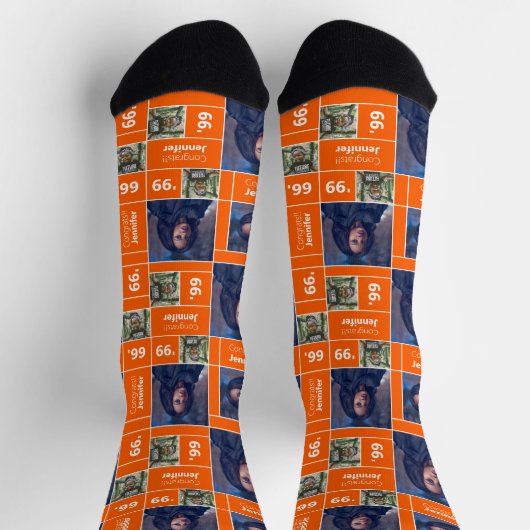 Orange Square Foto Abschluss Class Year Sounds Socken (Oben)