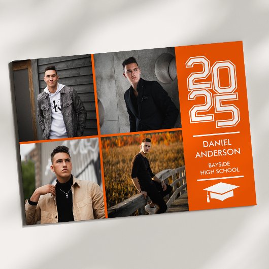 Orange Square Foto Mod Varsity Grad Bekanntgabe Einladung