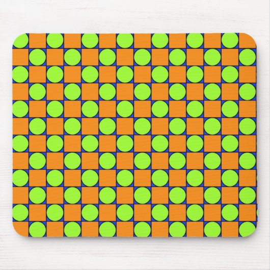 Orange Square & Green Circles-Muster Mousepad (Vorne)