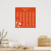 Orange Square Hochzeitsstichtabelle Poster (Küche)
