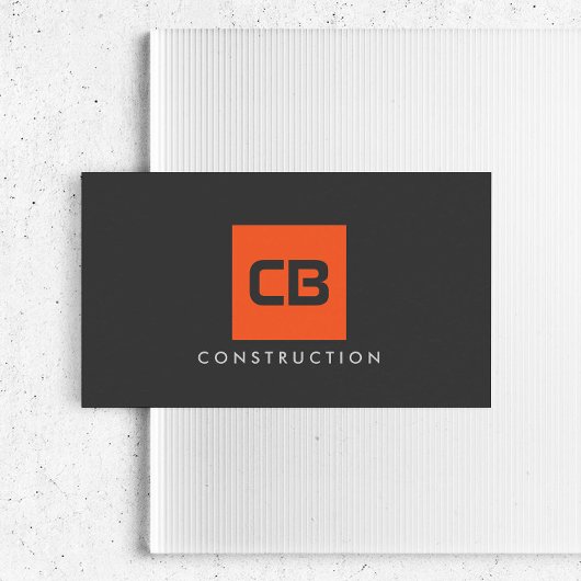 Orange Square Monogram Construction, Electrical Visitenkarte