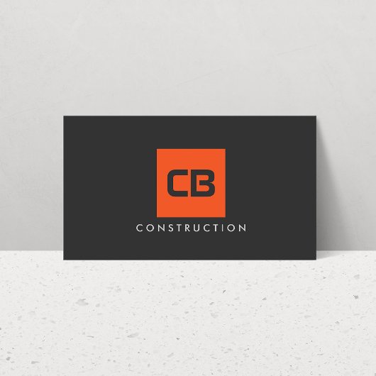 Orange Square Monogram Construction, Electrical Visitenkarte