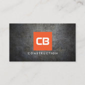 Orange Square Monogram Grunge Metallbau Visitenkarte (Vorderseite)
