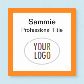 Orange Square Name Abzeichen mit Logo-Button oder  Namensschild