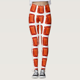 Orange Square Pattern Leggings