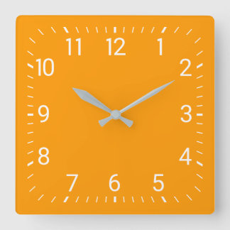 Orange Square Wall Clock Quadratische Wanduhr