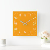 Orange Square Wall Clock Quadratische Wanduhr (Zuhause)