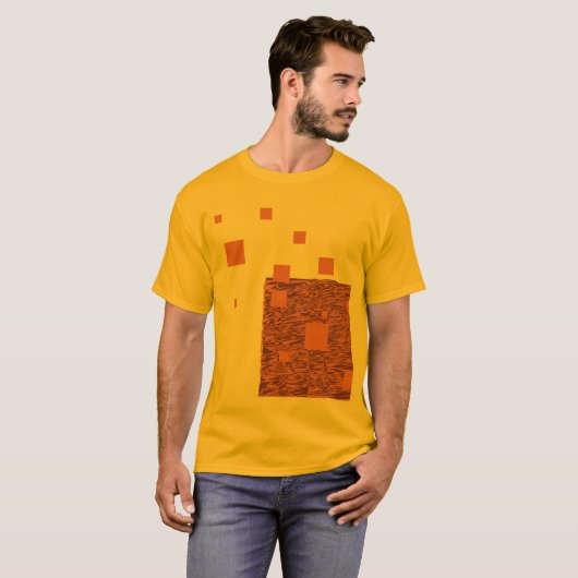 Orange Squares Float Brown Abstrakt Mesh Künstleri T-Shirt (Vorne ganz)