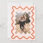 Orange Squiggly Wavy Frame Wedding Save The Date (Vorderseite)