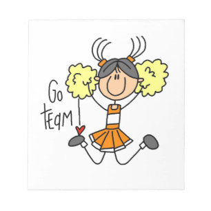 Orange Stäbchenfigur Cheerleader T-Shirts und Gesc Notizblock
