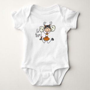 Orange-Stabfigur-Cheerleader-T-Shirts und Geschenk Baby Strampler