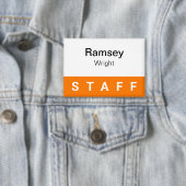 Orange Staff Pinback Abzeichen Button Employee Nam (Insitu)