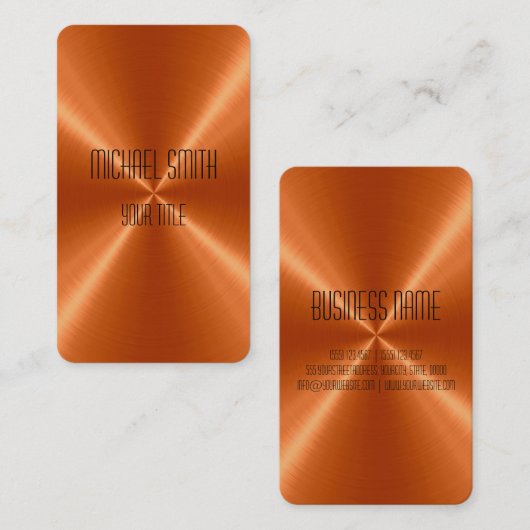 Orange Stahlmetall Visitenkarte (Vorne/Hinten)