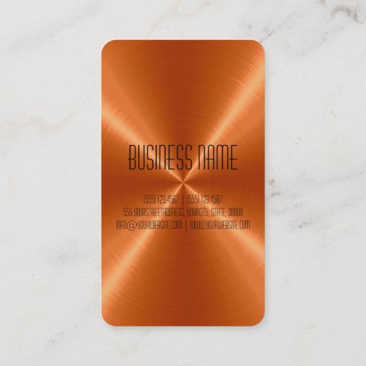 Orange Stahlmetall Visitenkarte (Rückseite)