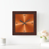 Orange Stainless Steel Modern Burlap Border Quadratische Wanduhr (Zuhause)